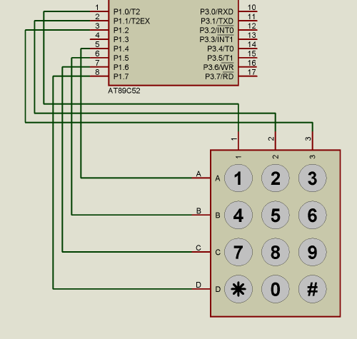 3x4 keyboard connection for microcontroller
