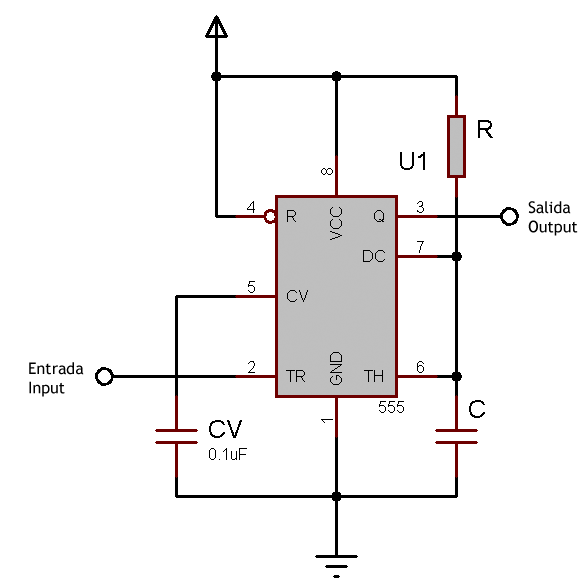 Esquematico Monoestable con 555