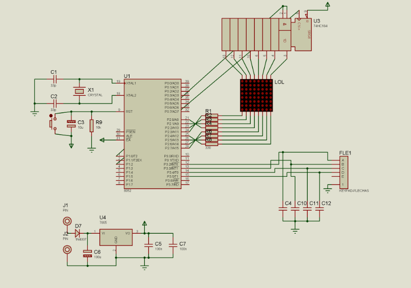 Mini game console, schematic AT89S52