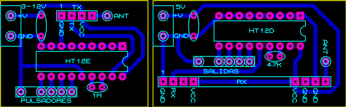 Transmisor y Receptor RF 4 canales