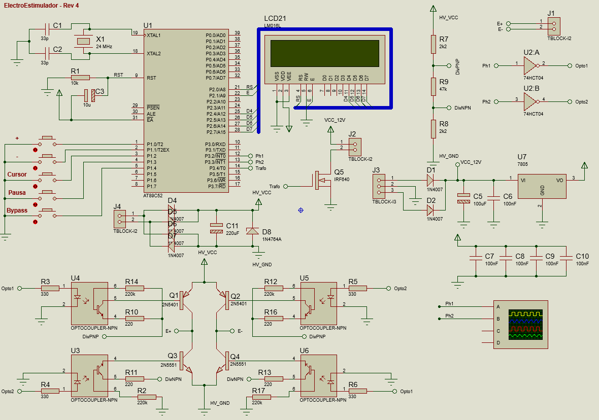 Esquemático de electroestimulador