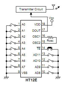 Diagrama conexión HT12E codificador para RF