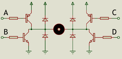 Off/Forwards/Backwards control with transistors
